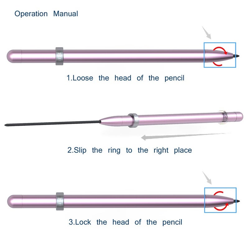 WSD Mechanical Pencil,Drawing Pencils,Sketch Pencils,Magnetic Control Pencil,Pencil Refills Diameter2.0mm, 2B Rose Gold - Image 2